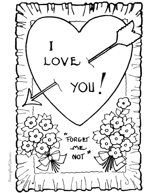 Valentine coloring page for child