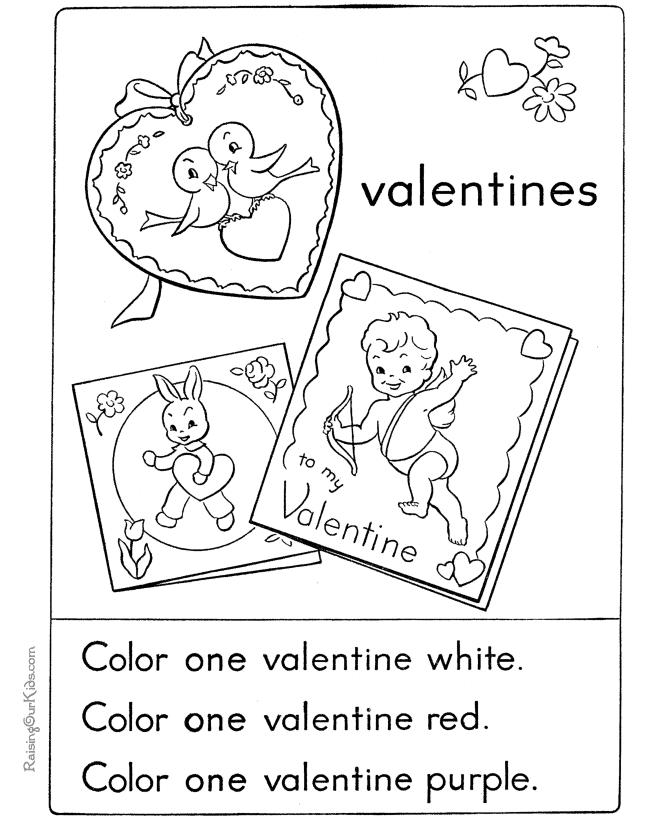 Kid Valentine card coloring pages