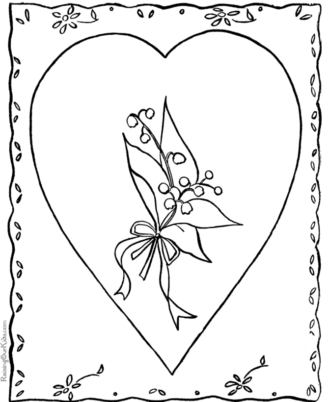 Valentine card coloring pages