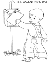 Kid Valentine card coloring pages