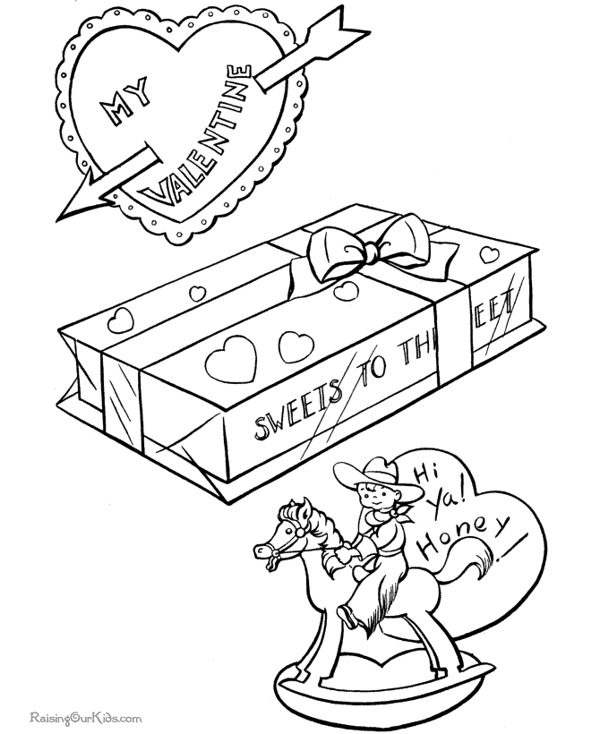 Valentine gift coloring pages
