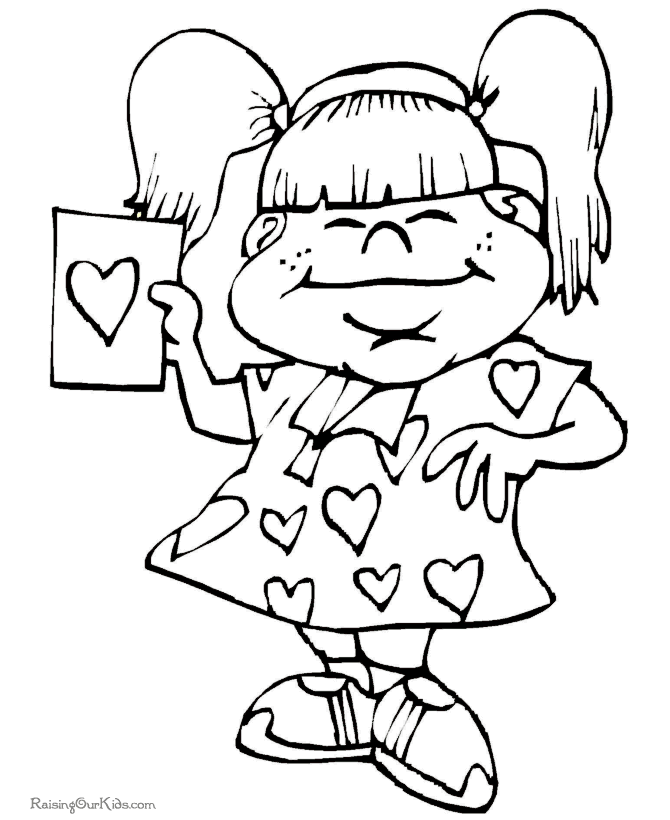 Kid Valentine page to color