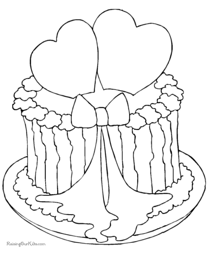 Valentine cake coloring sheet