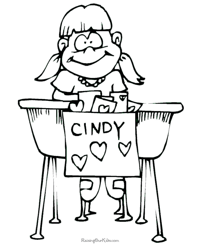 Child Valentine coloring sheet